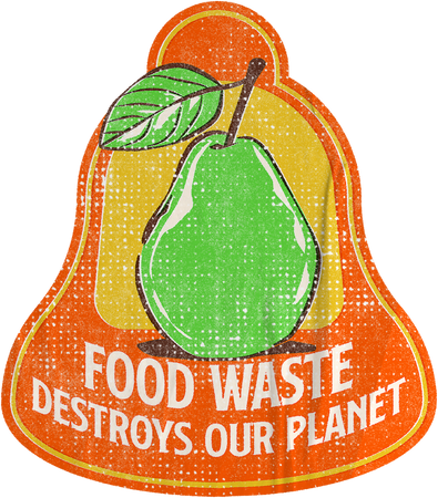  Retro Illustrative Food Waste Destroys Our Planet Sticker