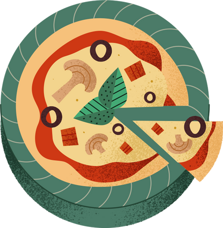 Simple Abstract Italian Dishes Capricciosa Pizza